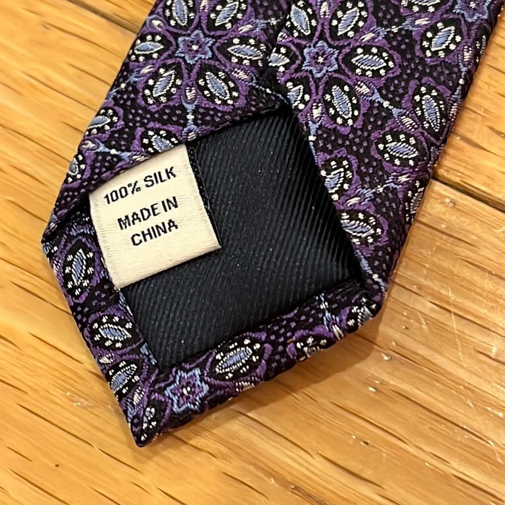 NWT Joseph Abboud Purple Floral Medallion Silk Tie